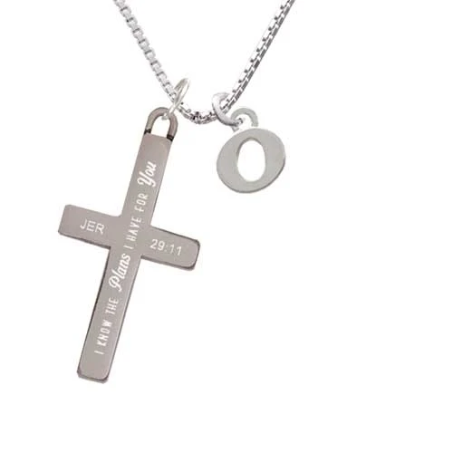 Small Initial - O - - Plans I Have for You - Cross Necklace (1)