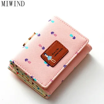 

MIWIND2017 Korean Cute Animal Short Wallet Women Small Clutch Female Purse Brand Girl Coin Card Holder Dollar Student TLF399