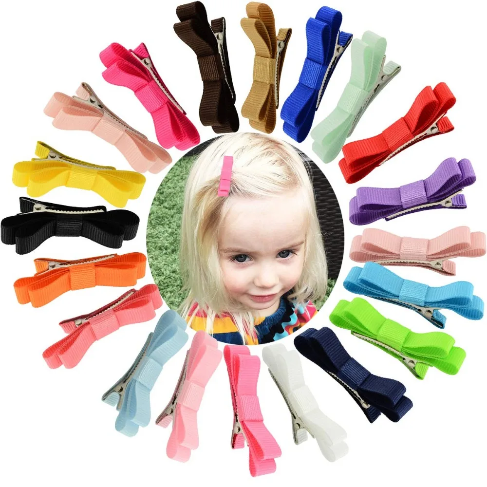 20PCS2InchGrosgrainRibbonTinyHairBowAlligatorHairClipsFully