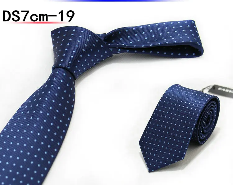 22 стиля, 7 см, мужские галстуки, полиэстер, шелковые полосы, темные/яркие, для жениха, официальные, свадебные, деловые галстуки, галстук на шею - Цвет: DS7-19