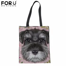 FORUDESIGNS/Сумка-тоут из хлопка с принтом Йоркшира, Холщовая Сумка для покупок, Женская многоразовая сумка для покупок, Льняная сумка на плечо для девочек-подростков
