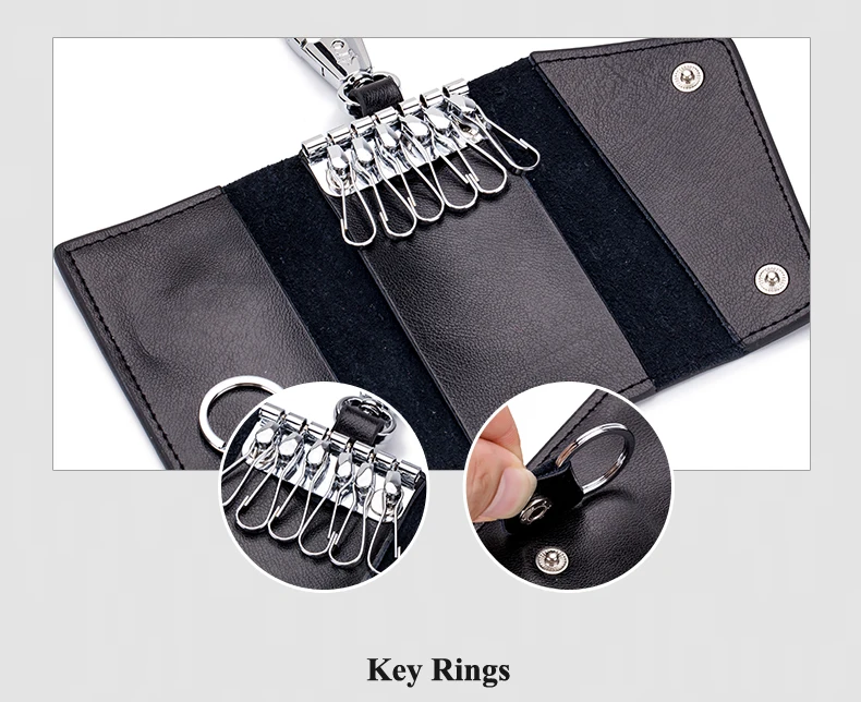 Lomelobo Unisex Split Leather Key Wallet Men Multi-Function Coin Purse Organizer Key Case Women Credit ID Card Holder portomonee HCL978 Details (07)