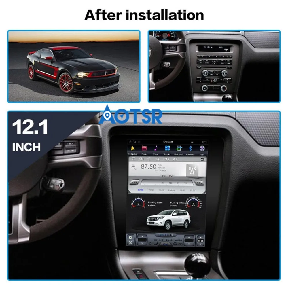 Top Tesla style Android Car GPS Navigation For Ford Mustang 2010-2014 black head unit multimedia radio tape recorder no DVD player 1
