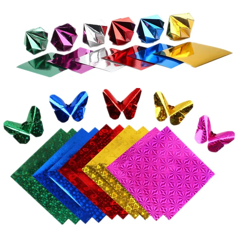 50 шт. лазерная бумага светлый цветной DIY оригами для ручной работы крафт-бумага Скрапбукинг материал для крановой бумаги цветок подарок