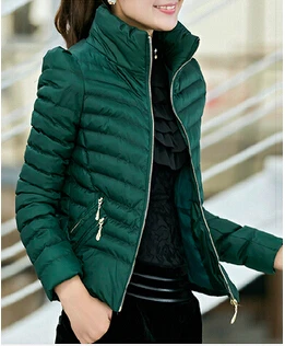 Большая Акция, зимняя куртка для женщин, тонкая, офисная, на молнии, размера плюс, пальто, Jaquetas, зимние пуховики и парки - Цвет: Зеленый