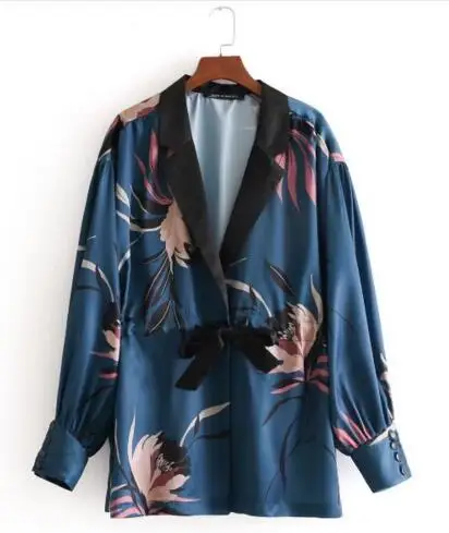 Винтажная рубашка-кимоно с принтом птицы журавля, женская пижама с длинным рукавом и разрезом сбоку, стильная Свободная блузка, женские блузы, топы