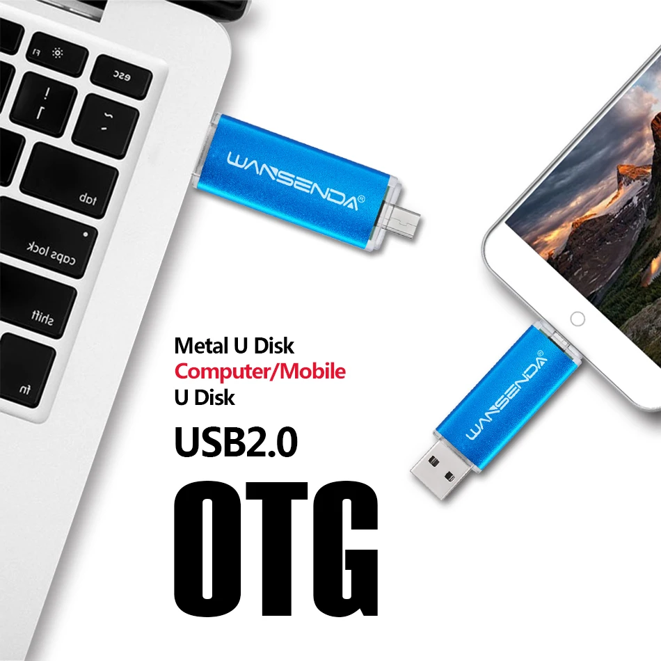 USB флеш-накопитель WANSENDA, 128 ГБ, двойной OTG флеш-накопитель для Android/PC, 16 ГБ, 32 ГБ, 64 ГБ, 256 ГБ, USB карта памяти, 2 в 1, флешка