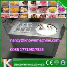 R410A Fried Ice Cream single Pan commercial Ice Cream Roll Machine with 1 pan with 6 salad bowls 220v 110v with arylic screen