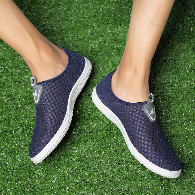 JINBEILEE Spring and Summer Running Shoes Men's Casual Mesh Breathable Sports Shoes Large Size One Pedal Lazy Shoes Men