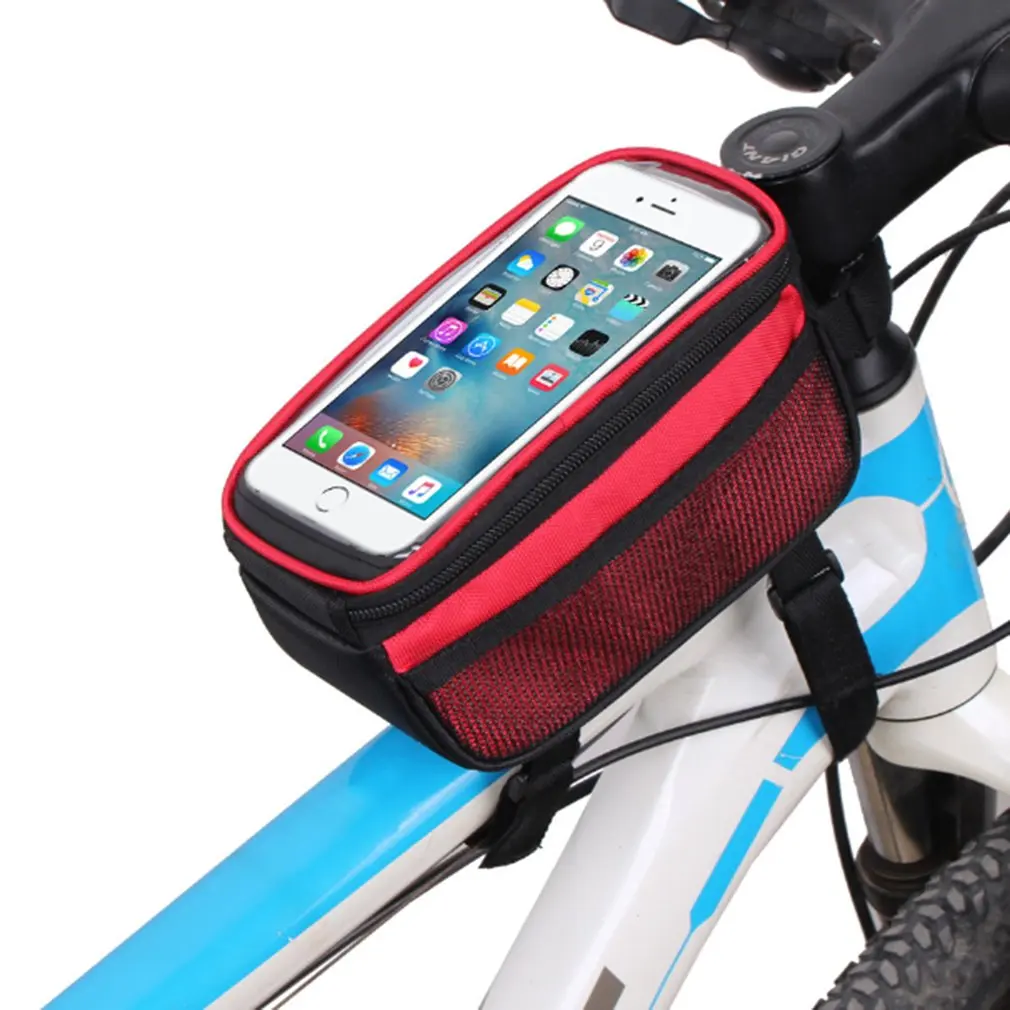 Sale B-SOUL Bicycle Handlebar Mobile Phone Pouch Touch Screen Top Frame Tube Storage Bag Waterproof Cycling Cellphone Holder Bag 9