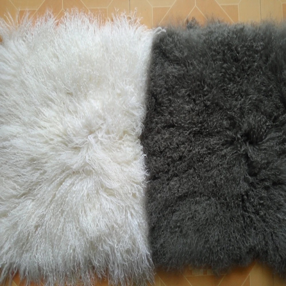 

2016 Gray and White Mongolian Lamb Fur Pillow Decorative Cover Cushion Covers For Sofa Pillowcase Cases Home Decor Pillows