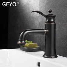 GEYO Antique Copper Bathroom Faucets Basin Faucets Brass Oil Rubbed Bronze Black Faucet Bathroom Shower Hot Cold Mixer Water Tap luxury bathroom vanity tap faucet solid brass material oil rubbed bronze black antique brass copper