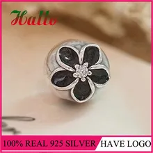 925 Серебряный цветок эмалированная застёжка Подвески подходят браслет-Талисман из бусинок Зимняя коллекция бисера Ювелирных изделий DIY Berloque
