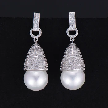 

GODKI 45mm Luxury Imitation Pearl Cubic Zirconia CZ Engagement Women Wedding Party Nightclub Statment Earring