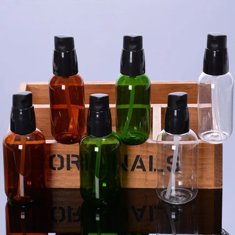 

60Pcs Empty Transparent/Green/Brown Pump Travel Wash Cosmetic Foam Shampoo Spray Bottle 50ML/80ml