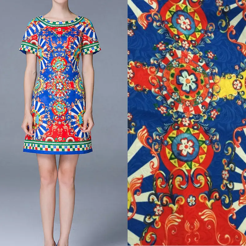

polyester jacquard dress fabric,sicily style windmill print thick jacquard fabric,fashion women dress polyester fabric