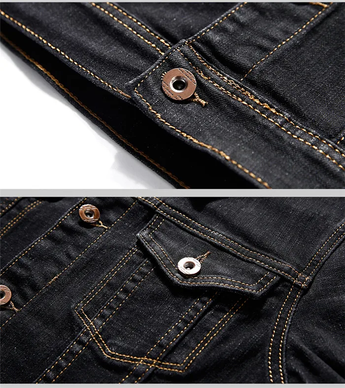 Классический стиль Новая мужская Тонкая джинсовая куртка модная повседневная черная синяя классическая стильная Высококачественная джинсовая куртка