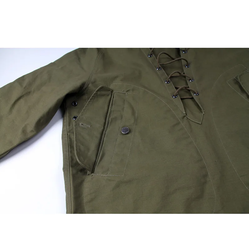 USN сырую погоду парка Винтаж двухслойные куртки пуловер со шнуровкой WW2 форма Мужские ВМС военный куртка с капюшоном верхняя одежда Армейский зеленый