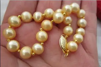 

AAA+ 9-10mm NATURAL GOLDEN SOUTH SEA PEARL BRACELET 7.5-8 14K/20 Gold
