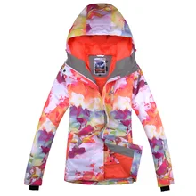 Женская зимняя одежда Gsou Снежный бренд Супер Теплая Лыжная куртка ветрозащитная Водонепроницаемая утепленная Теплая Верхняя спортивная одежда пальто