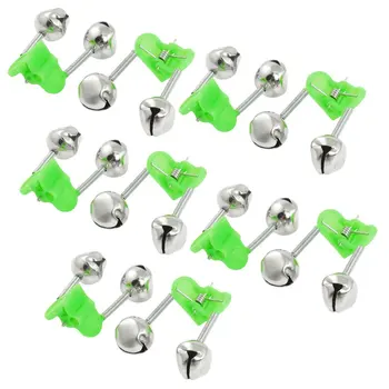 

10 Pcs Green Spring Loaded Clip Double Fishing Rod Alarm Bells