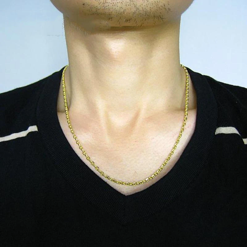 Новинка Au750 чистое 18K цепочка из желтого золота женское мужское колье 20 дюймов 22