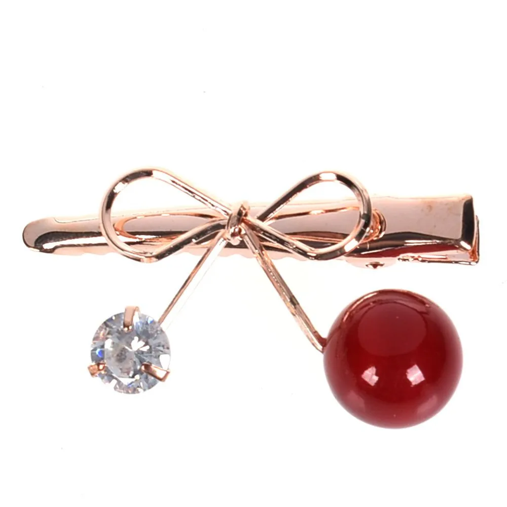 

1Pc Twist Hair Clip Red White Cherry Shaped Bowknot Hairpin Snap Barrette Headwear Hair Styling Accessories For Women Girl