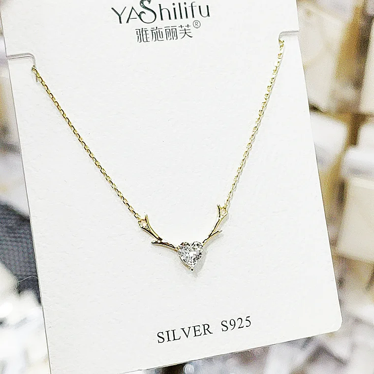 golden elk cz alloy necklace woman Hypoallergenic fadeless fashion jewelry Clavicle chain pendant charms women girl High quality