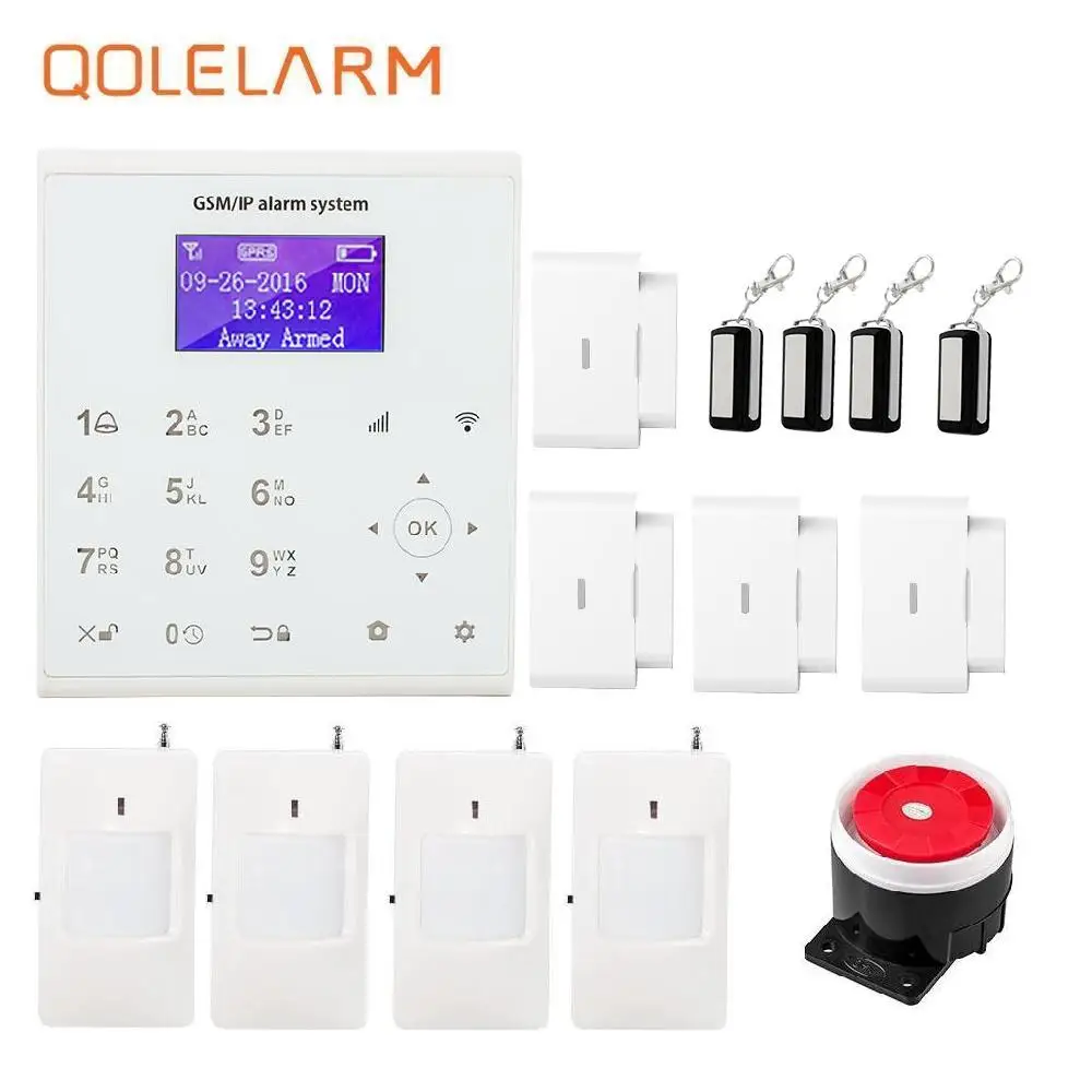 Qolelarm U8 wifi GSM SMS домашняя охранная система сигнализации pir детектор движения приложение контроль вибрации окно сигнализация обрыва провода 433 МГц - Цвет: Kit4