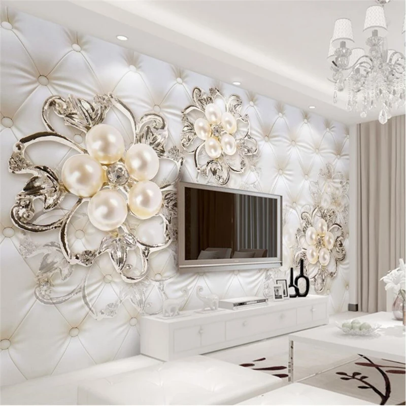 Beibehang Custom wallpaper home decor soft pack faux leather pearl flower TV mural 3 D living room bedroom murals 3d wallpaper Beibehang Custom wallpaper home decor soft pack faux leather pearl flower TV mural 3 D living room bedroom murals 3d wallpaper