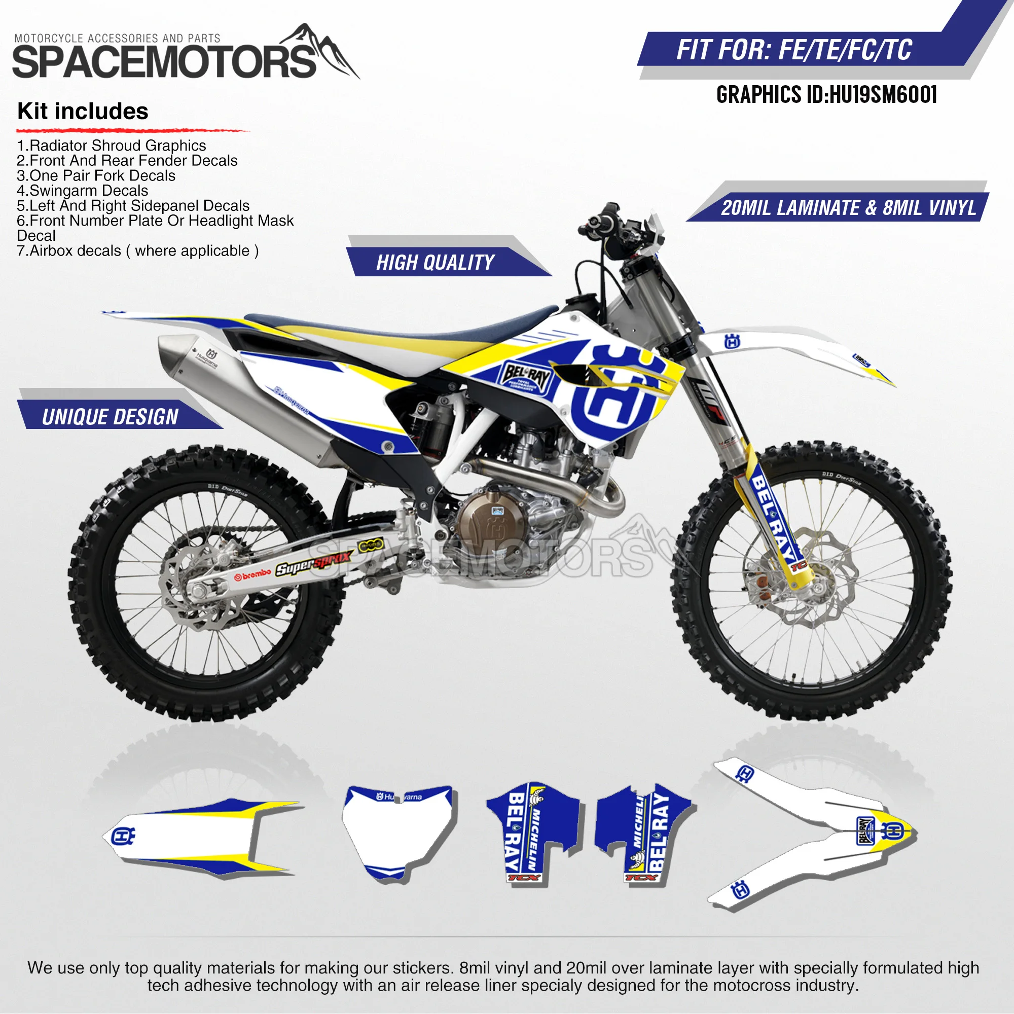 MotoSpace индивидуальные команды Графика Фоны наклейки 3m на заказ для Husqvarna TC FC 2014 2015 TE