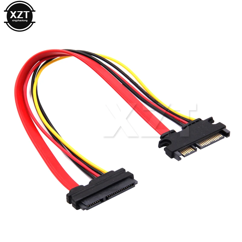 Новейший 30 см 22Pin SATA кабель штекер гнездо 7 + 15 Pin серия ATA силовой комбинированный