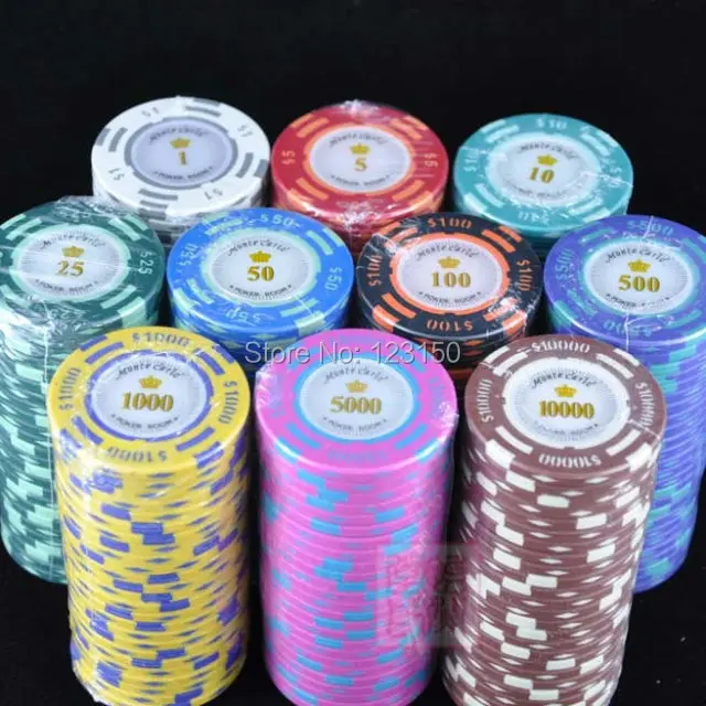 

PK-6001A 50pcs/pack Clay 14g Poker Chips insert metal 11 denomination