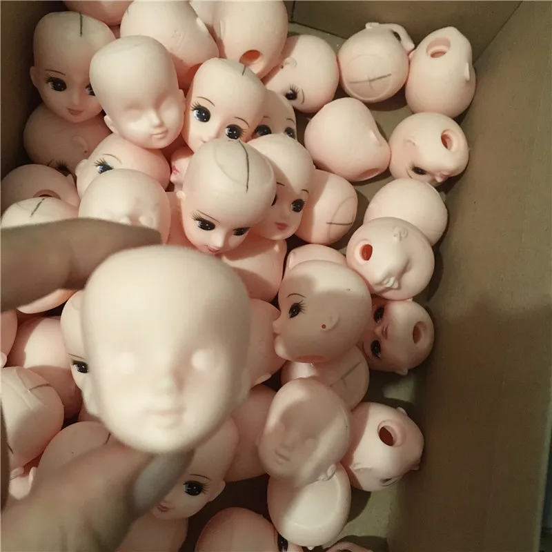 100pcs Licca Doll Head 1/6 DIY Birthday Gifts Cake Decor Doll Bald Heads Kids Play House Game Toy Girl Make Up Learning Tools