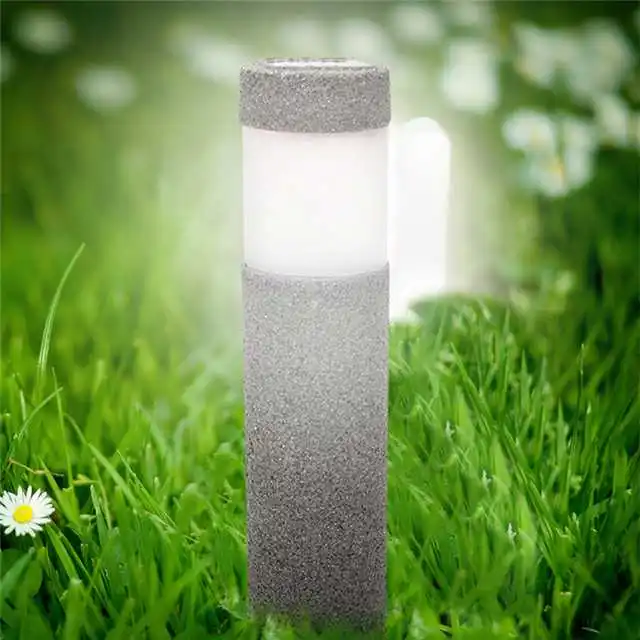 Solar Powered Stone Pillar LED Garden Lights Lawn Yard Post Lamp Courtyard Decor