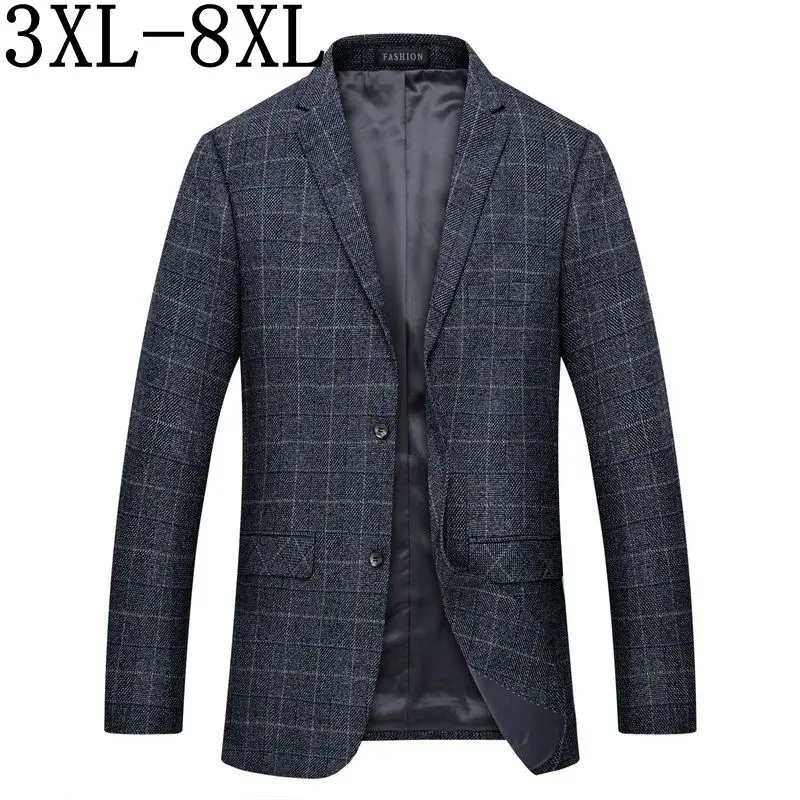 

Casual Blazer Men 2019 New Autumn England Style Male Blazer Suit Jacket Business Plaid Blazer Masculino Plus Size 6XL 7XL 8XL