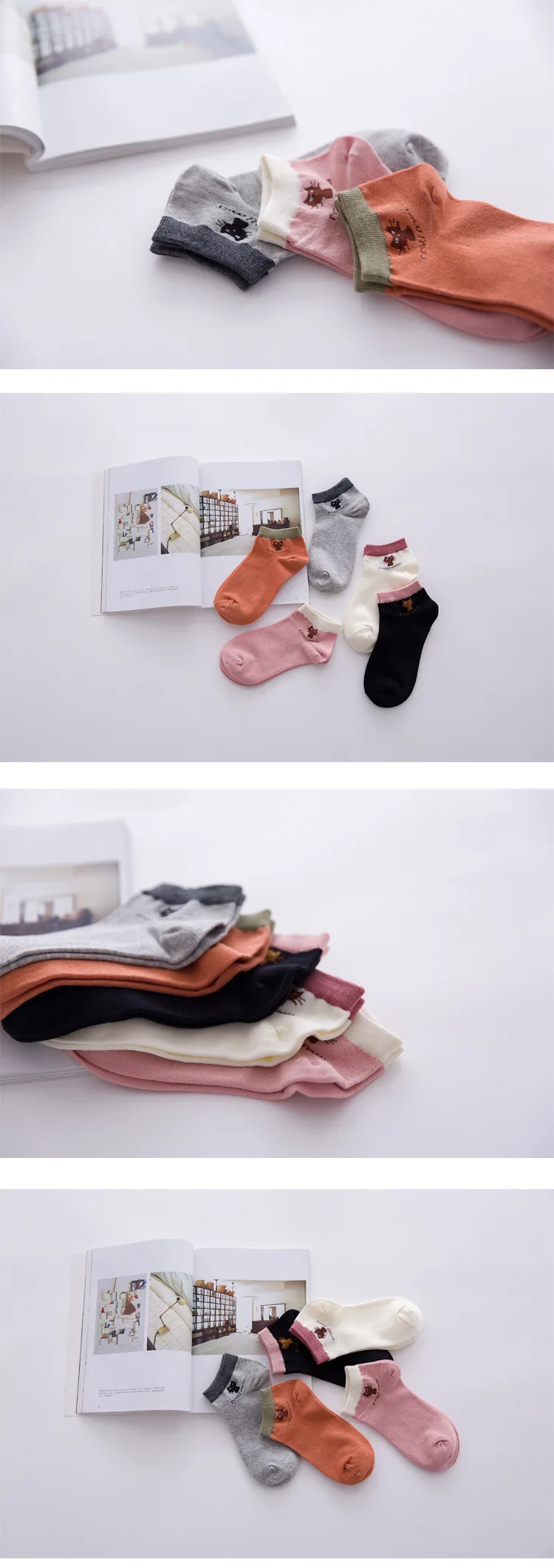 10-20Years девушка носки Весенне-летние носки с изображением кота из мультфильма однотонные хлопковые носки для маленьких девочек(5 пар/компл.) X40