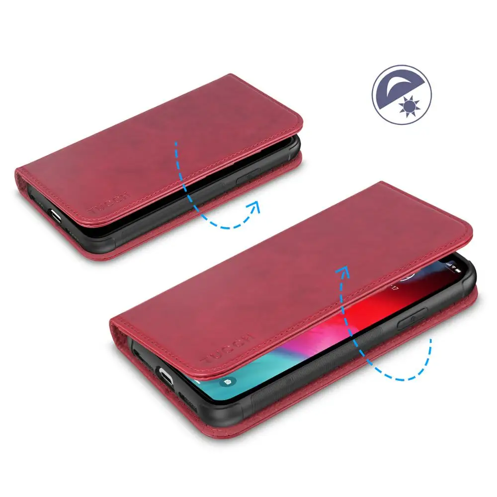 Чехол-бумажник tuch для iPhone XS, RFID Блокировка 2 в 1 Подставка для кредитных карт, чехол-книжка из искусственной кожи, тонкий Чехол-книжка