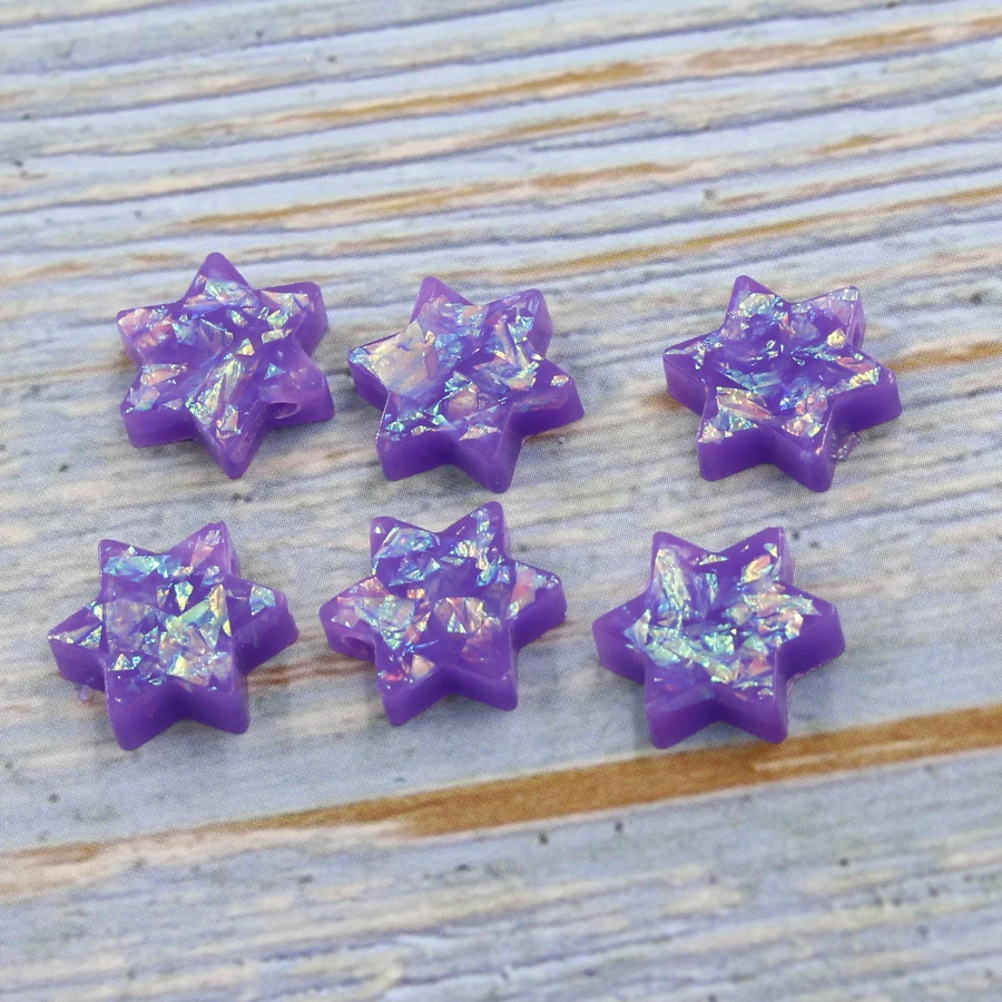 Fnixtar Synthetic David Star Opal Charm Many Colors Fire Opal Hexagon Bead DIYJewelry For Necklace 1.5mm Hole 20Piece/lot