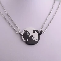 Модные пары ювелирных изделий ожерелье кулон пара ожерелье s Нержавеющая сталь животное кошка подвески ожерелье - Окраска металла: black