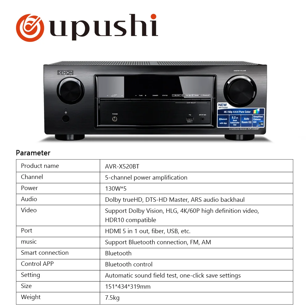 Oupushi Профессиональный 5,1 стерео настенные потолочные колонки Acoustice аудио сабвуфер домашний кинотеатр - Цвет: amplifier only