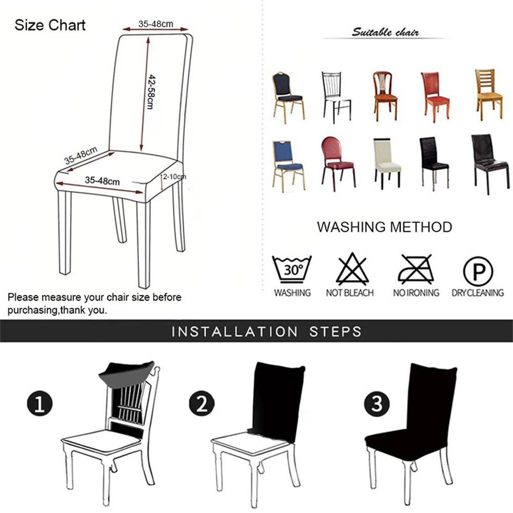 6 шт./партия, накидка на стул из спандекса, кухонные эластичные Чехлы для обеденных стульев, офисные Чехлы для компьютерного стула, Современные чехлы для стульев, свадебные