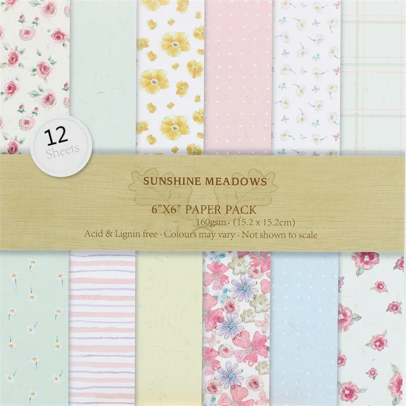 

KSCRAFT 12pcs 6" Single-side Printed Small Floral pattern creative papercraft art paper handmade scrapbooking kit set book