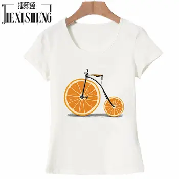 

Summer Funny fruit bicycle print t-shirt Women Casual Cotton O-neck Tee Tops Women's t shirt Clothing Blusas Femininas
