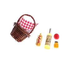 1:12 Кукольный домик миниатюрная еда игрушка 1/12 масштаб еда куклы дом Миниатюрные аксессуары столовая бамбуковая корзина для фруктов вина Bannana