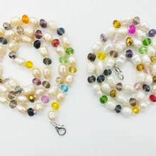 Фабричная Акция! 6-7 мм натуральный пресноводный жемчуг, кристалл. Классическое женское Жемчужное ожерелье 18"