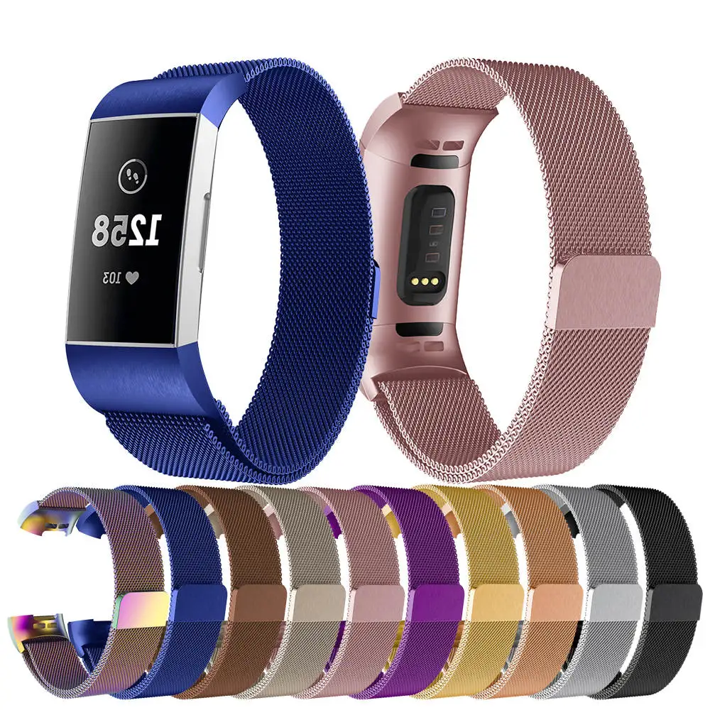 For Fitbit Charge 3 4 Strap Replacement Milanese Band Stainless Steel Magnet UK 
