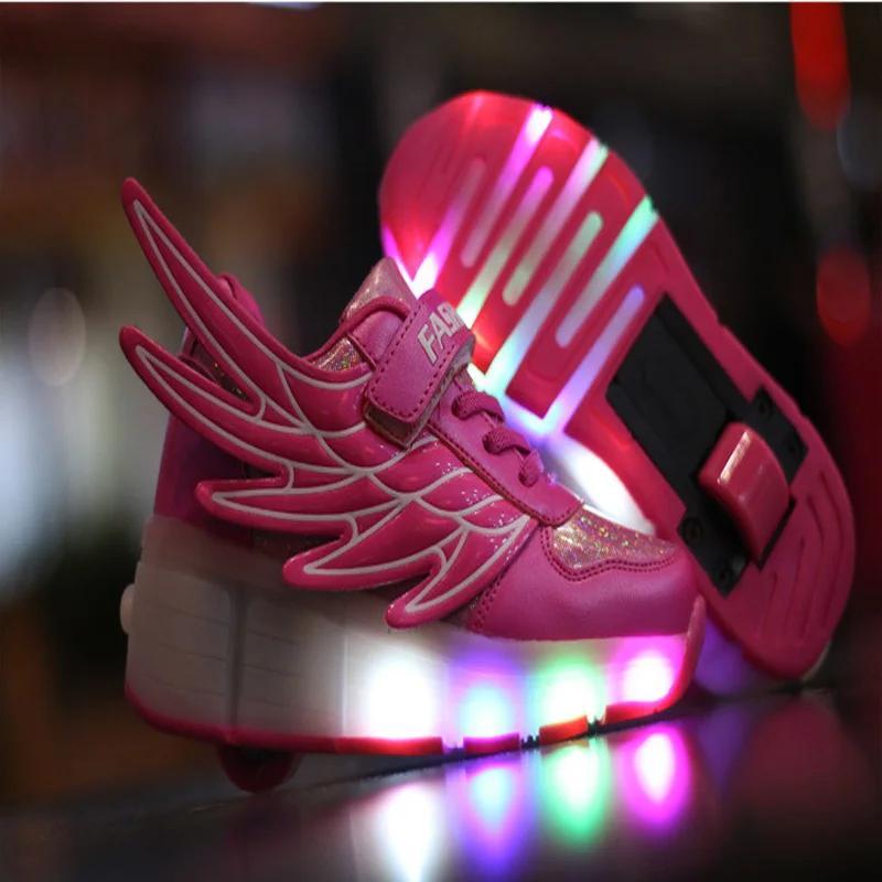 Теннисные кроссовки Heelys весенняя обувь с двойными колесами Светящиеся детская