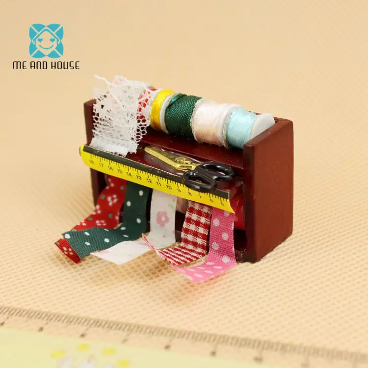 

Handmade Doll House Miniature Housewife Wooden Workbox 1/12 scale