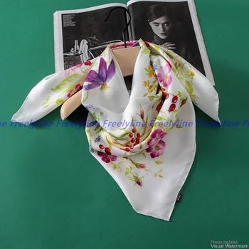 

Floral Print Square Silk Scarf Shawl Women 100% Silk Twill Scarf Fashion Bandana Hijab Muslim Top Grade Silk Scarves & Wraps